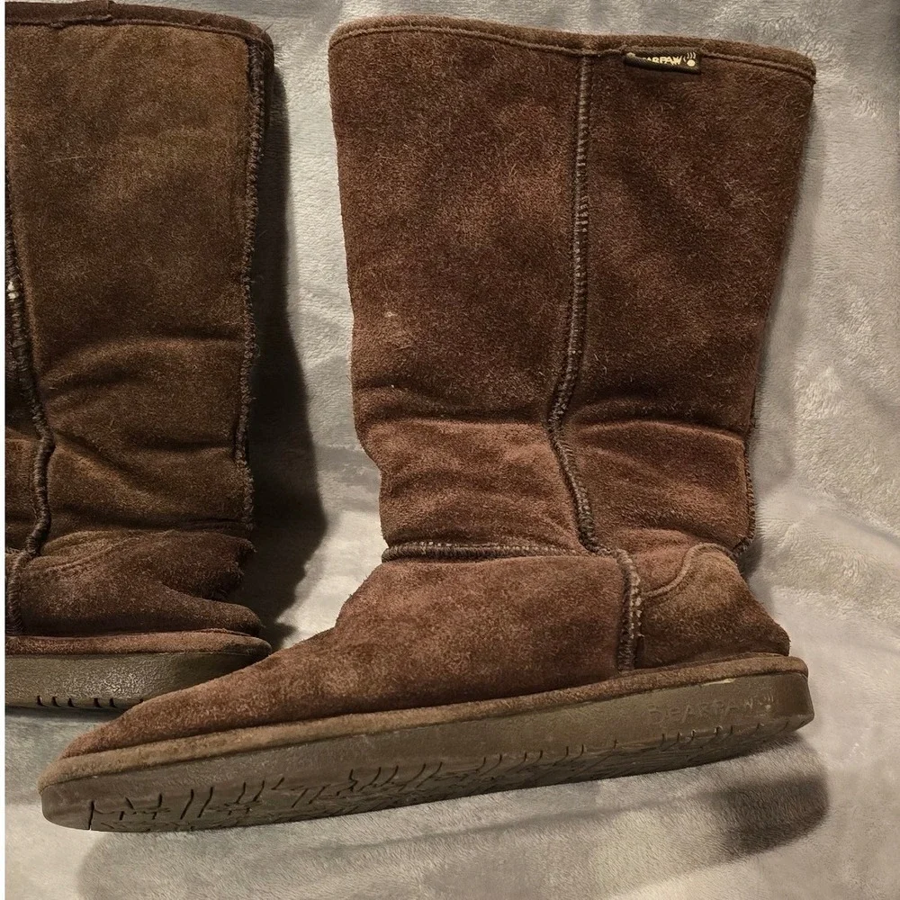 Bearpaw Womens‎ Suede Sheepskin Lining Boots Chocolate Brown Mid-Calf 9